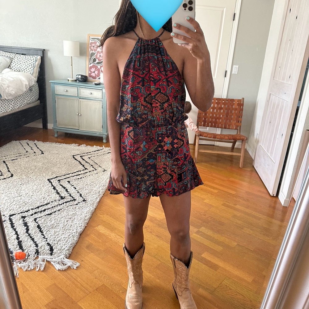 FESTIVAL LOOK Stone Cold Fox red silk romper open back